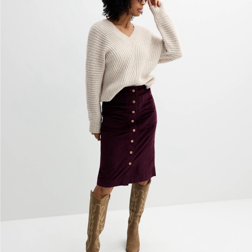 NWT Women's Sonoma Goods For Life® Button-Front Corduroy Skirt size 16